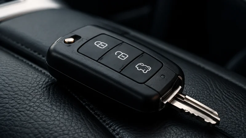 Chave automotiva preta em detalhe.